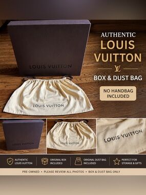 Louis Vuitton Cream Drawstring Dust Bag with Large Brown Box